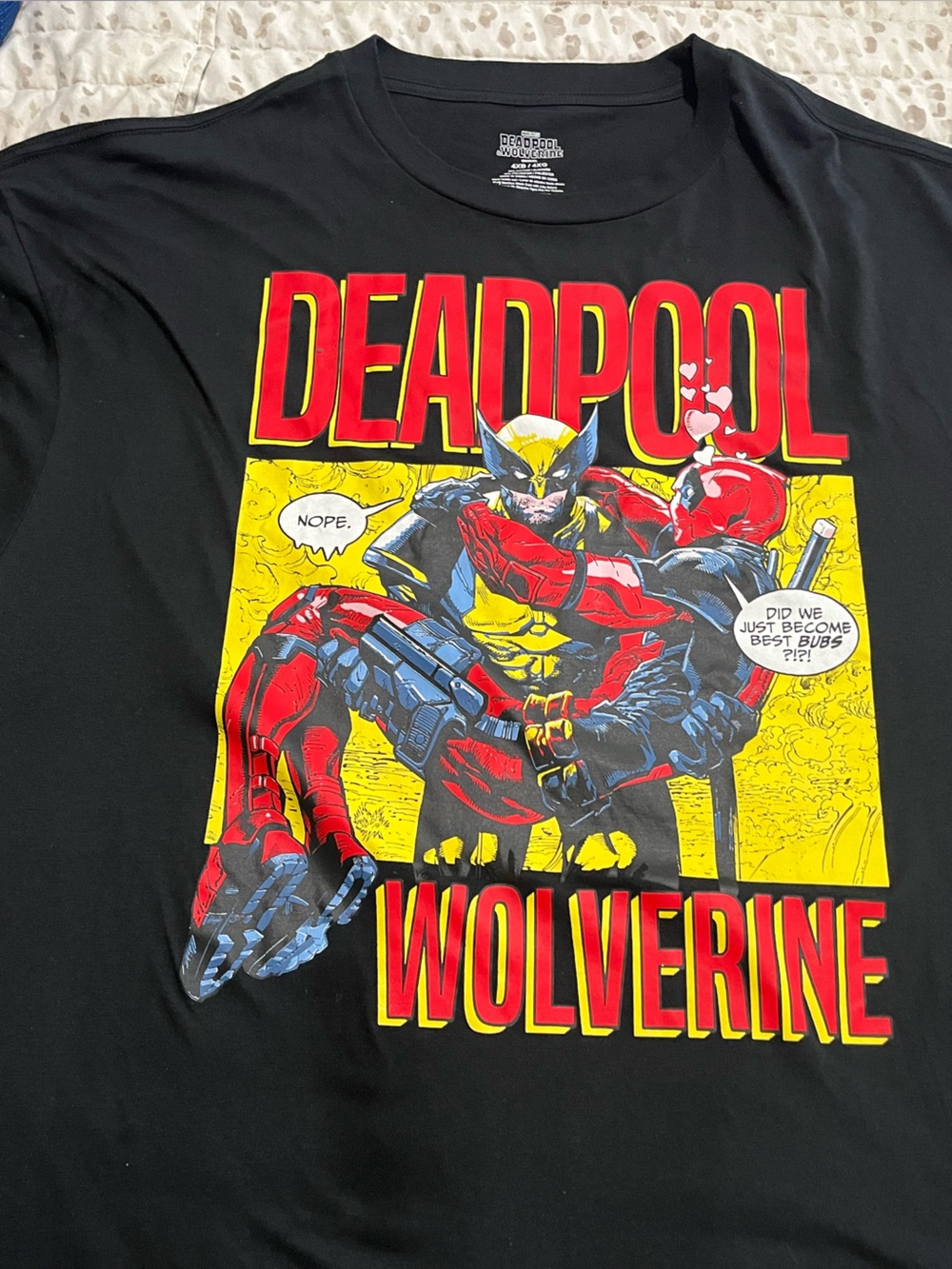Marvel Deadpool Wolverine Graphic Tee - Black, Red, Yellow